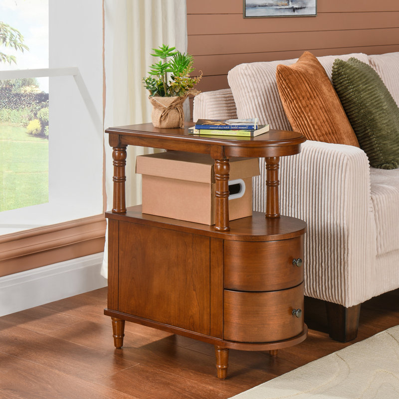 Light wood end table with drawer discount